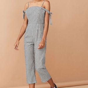 gingham tie strap jumpsuit
